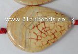 CAG1585 15.5 inches 30*45mm flat teardrop fire crackle agate beads