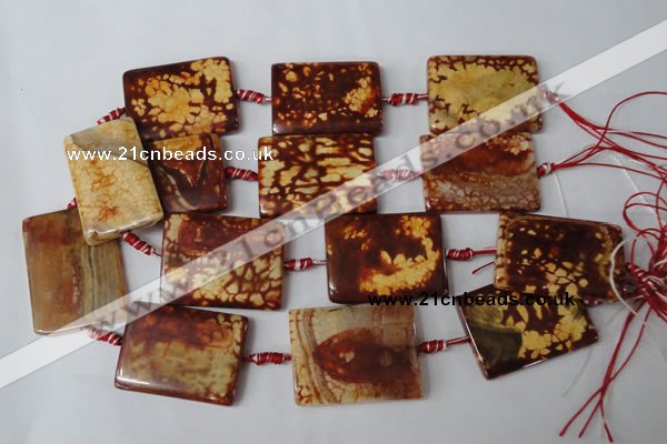 CAG1587 15.5 inches 30*40mm rectangle fire crackle agate beads