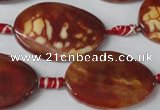 CAG1589 15.5 inches 20*30mm twisted oval fire crackle agate beads