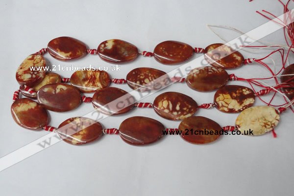 CAG1589 15.5 inches 20*30mm twisted oval fire crackle agate beads