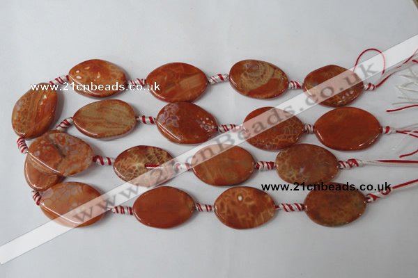 CAG1590 15.5 inches 20*30mm twisted oval fire crackle agate beads