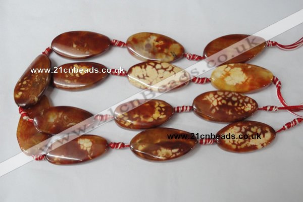 CAG1591 15.5 inches 22*38mm twisted oval fire crackle agate beads