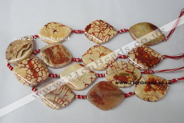 CAG1593 15.5 inches 30*38mm twisted marquise fire crackle agate beads