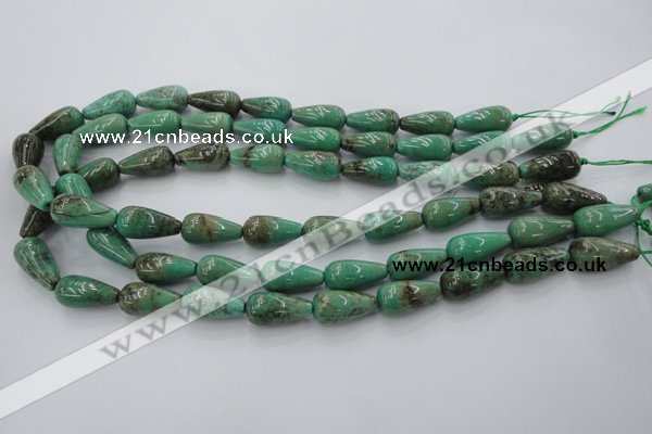 CAG1601 15.5 inches 10*20mm teardrop green grass agate gemstone beads