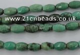 CAG1605 15.5 inches 6*9mm faceted rice green grass agate beads