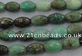 CAG1606 15.5 inches 8*10mm faceted rice green grass agate beads