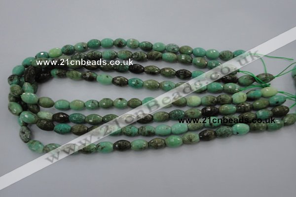 CAG1606 15.5 inches 8*10mm faceted rice green grass agate beads