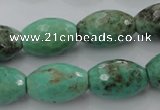 CAG1607 15.5 inches 13*20mm faceted rice green grass agate beads