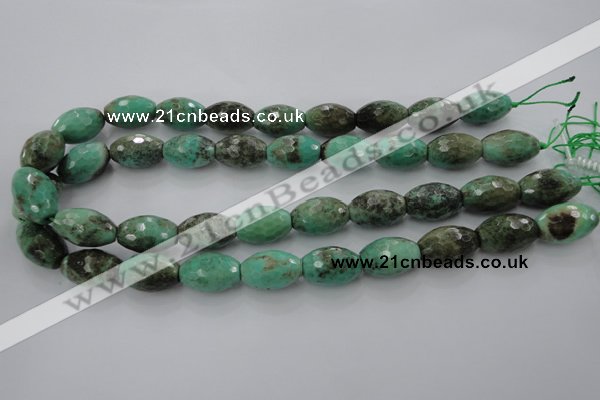 CAG1607 15.5 inches 13*20mm faceted rice green grass agate beads