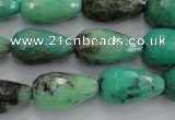 CAG1610 15.5 inches 12*20mm faceted teardrop green grass agate beads