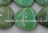 CAG1612 15.5 inches 30*30mm heart green grass agate beads