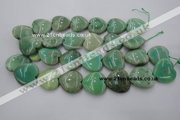 CAG1612 15.5 inches 30*30mm heart green grass agate beads