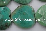 CAG1614 15.5 inches 30*30mm faceted heart green grass agate beads