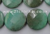 CAG1615 15.5 inches 25mm faceted coin green grass agate beads