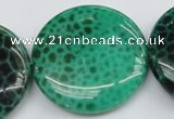 CAG1626 15.5 inches 40mm flat round peafowl agate gemstone beads