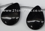 CAG1632 Top-drilled 25*32mm flat teardrop black agate gemstone beads