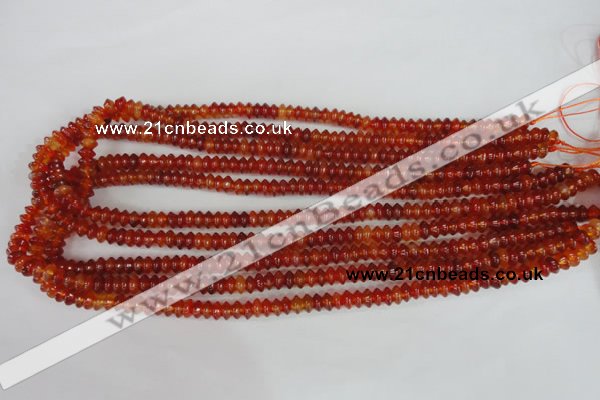CAG1645 15.5 inches 3*6mm rondelle red agate gemstone beads