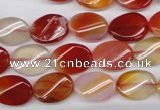 CAG1652 15.5 inches 10*14mm twisted oval red agate gemstone beads