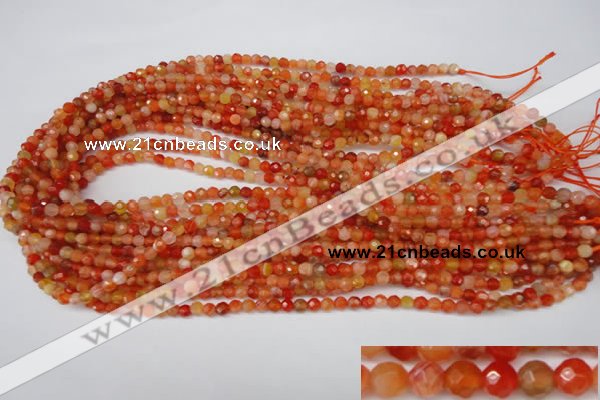 CAG1654 15.5 inches 4mm faceted round red agate gemstone beads