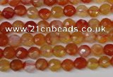 CAG1655 15.5 inches 6mm faceted round red agate gemstone beads