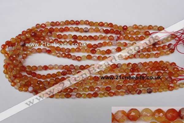 CAG1655 15.5 inches 6mm faceted round red agate gemstone beads