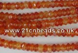 CAG1663 15.5 inches 3*6mm faceted rondelle red agate gemstone beads