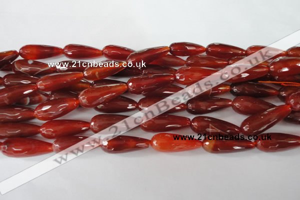 CAG1667 15.5 inches 10*30mm faceted teardrop red agate gemstone beads