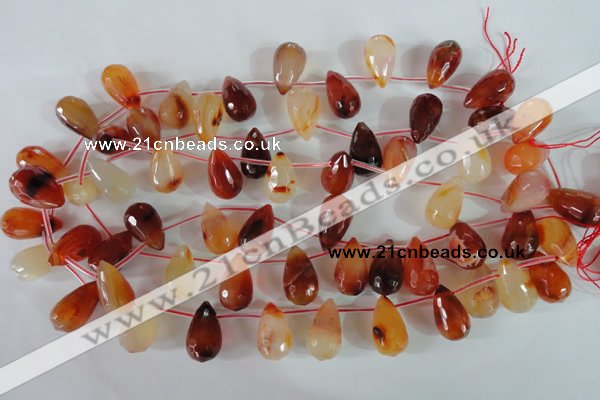 CAG1669 Top-drilled 13*18mm faceted teardrop red agate gemstone beads