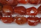 CAG1672 15.5 inches 12*17mm faceted nuggets red agate gemstone beads