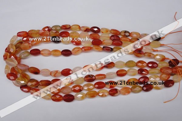 CAG1678 15.5 inches 8*12mm faceted oval red agate gemstone beads