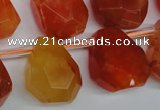 CAG1680 Top-drilled 15*18mm faceted nuggets red agate gemstone beads