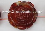 CAG1682 15.5 inches 38mm carved flower red agate gemstone beads