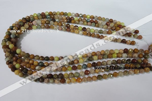 CAG1711 15.5 inches 6mm faceted round rainbow agate beads