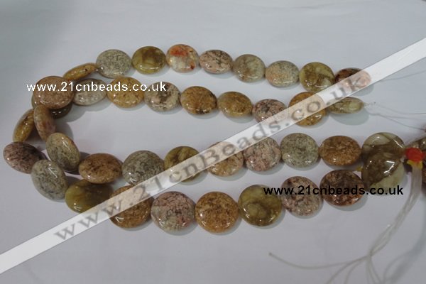 CAG1729 15.5 inches 20mm flat round rainbow agate beads wholesale