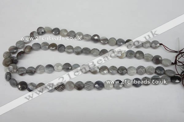 CAG1762 15.5 inches 10mm faceted coin Chinese botswana agate beads