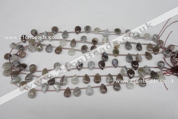 CAG1768 Top-drilled 8*12mm flat teardrop Chinese botswana agate beads