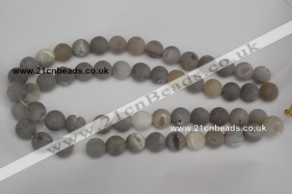 CAG1840 15.5 inches 14mm round matte druzy agate beads whholesale