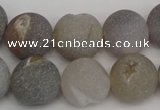 CAG1841 15.5 inches 16mm round matte druzy agate beads whholesale