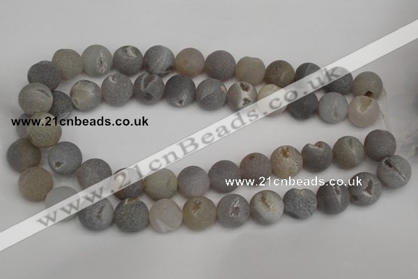 CAG1841 15.5 inches 16mm round matte druzy agate beads whholesale