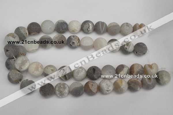 CAG1842 15.5 inches 18mm round matte druzy agate beads whholesale