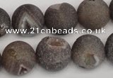 CAG1845 15.5 inches 16mm round matte druzy agate beads whholesale