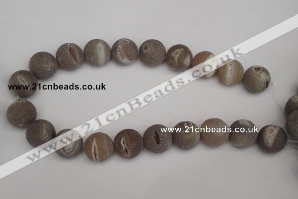 CAG1847 15.5 inches 20mm round matte druzy agate beads whholesale