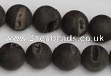 CAG1848 15.5 inches 14mm round matte druzy agate beads whholesale