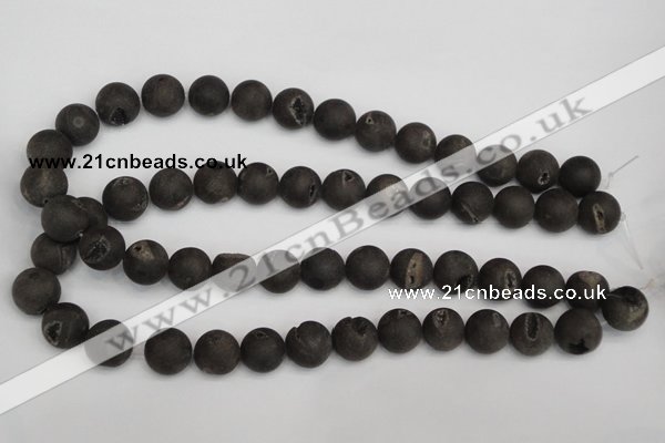 CAG1848 15.5 inches 14mm round matte druzy agate beads whholesale