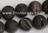 CAG1849 15.5 inches 16mm round matte druzy agate beads whholesale