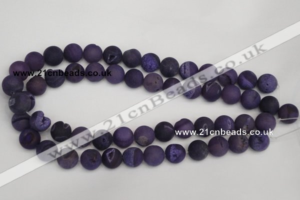 CAG1852 15.5 inches 14mm round matte druzy agate beads whholesale