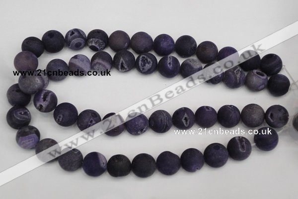 CAG1853 15.5 inches 16mm round matte druzy agate beads whholesale