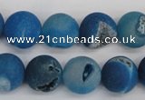 CAG1856 15.5 inches 14mm round matte druzy agate beads whholesale