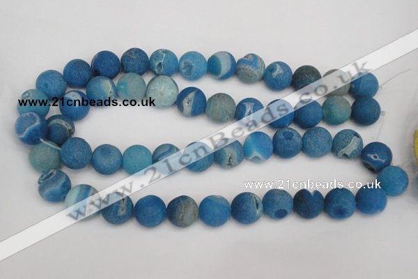 CAG1857 15.5 inches 16mm round matte druzy agate beads whholesale