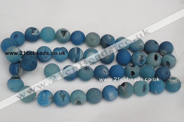 CAG1858 15.5 inches 18mm round matte druzy agate beads whholesale